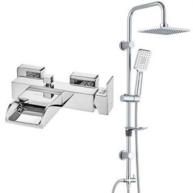 E.C.A Natura Banyo Bataryası ve T-May Paslanmaz Krom Banyo Çınar Dikdörtgen Tepe Duş Takımı Seti