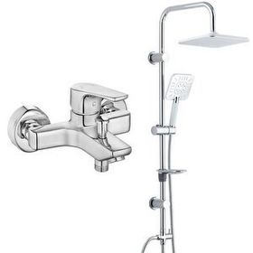 E.C.A Niobe Banyo Bataryası + T-May Banyo Çamlıca Kare Tepe Krom Paslanmaz Duş Seti