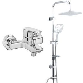 E.C.A Niobe Banyo Bataryası + T-May Banyo Çamlıca Kare Tepe Krom Paslanmaz Duş Seti