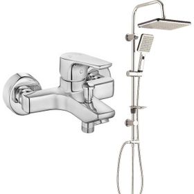 E.C.A Niobe Banyo Bataryası ve T-May Krom Paslanmaz Banyo Sümbül Kare Tepe Duş Takımı Seti