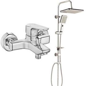 E.C.A Niobe Banyo Bataryası ve T-May Krom Paslanmaz Banyo Sümbül Kare Tepe Duş Takımı Seti