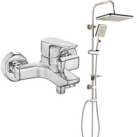 E.C.A Niobe Banyo Bataryası ve T-May Krom Paslanmaz Banyo Sümbül Kare Tepe Duş Takımı Seti