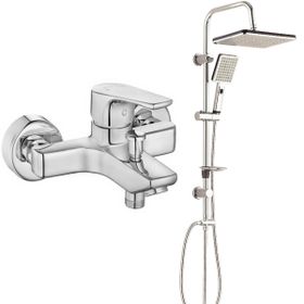 E.C.A Niobe Banyo Bataryası ve T-May Krom Paslanmaz Banyo Sümbül Kare Tepe Duş Takımı Seti
