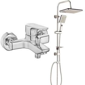 E.C.A Niobe Banyo Bataryası ve T-May Krom Paslanmaz Banyo Sümbül Kare Tepe Duş Takımı Seti