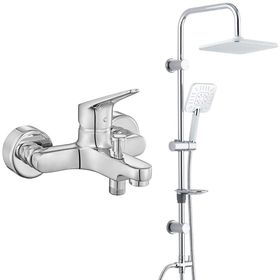 E.C.A Spylos Banyo Bataryası ve T-May Paslanmaz Krom Banyo Çam Kare Tepe Duş Takımı Seti