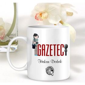 E-Hediyeci 1 Kişiye Özel İsim Yazılı Mesleki Gazeteci Beyaz Kupa