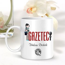 E-Hediyeci 1 Kişiye Özel İsim Yazılı Mesleki Gazeteci Beyaz Kupa