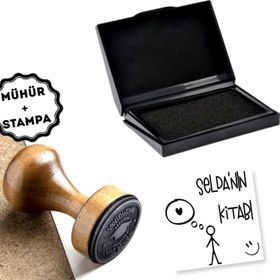 E-Hediyeci A870 Kişiye Özel İsim Yazılı Ahşap Kitap Mührü