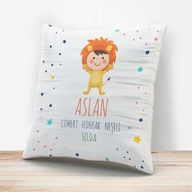 E-Hediyeci Kişiye Özel Aslan Burcu Temalı Yastık Kılıfı