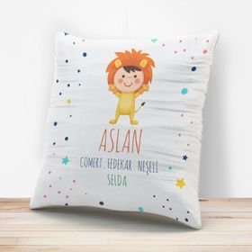 E-Hediyeci Kişiye Özel Aslan Burcu Temalı Yastık Kılıfı