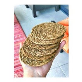 E-Sanat Evi 10.5 x 11 cm Hasır 6 Adet Bardak Altlığı