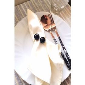 E-Sanat Evi Black Pearl Gold Metal Halkalı 6 Adet Peçete Yüzüğü