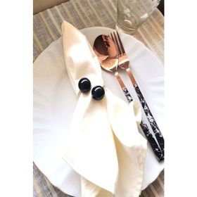 E-Sanat Evi Black Pearl Gold Metal Halkalı 6 Adet Peçete Yüzüğü