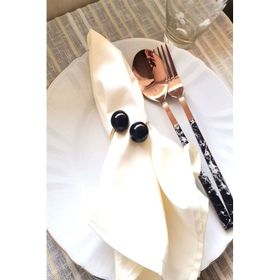 E-Sanat Evi Black Pearl Gold Metal Halkalı 6 Adet Peçete Yüzüğü