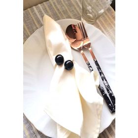 E-Sanat Evi Black Pearl Gold Metal Halkalı 6 Adet Peçete Yüzüğü