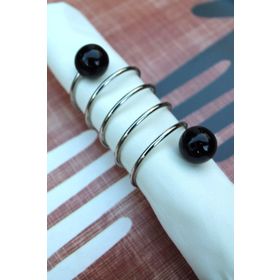 E-Sanat Evi Black Silver Steel 6 Adet Peçete Yüzüğü