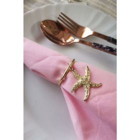 E-Sanat Evi Deniz Yıldızı Metal Halkalı Gold 6 Adet Peçete Yüzüğü
