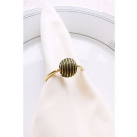 E-Sanat Evi El Örmesi Kumaş Boncuklu Gold Metal Halkalı 6 Adet Peçete Yüzüğü
