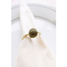 E-Sanat Evi El Örmesi Kumaş Boncuklu Gold Metal Halkalı 6 Adet Peçete Yüzüğü