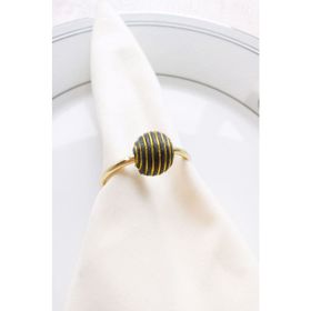 E-Sanat Evi El Örmesi Kumaş Boncuklu Gold Metal Halkalı 6 Adet Peçete Yüzüğü