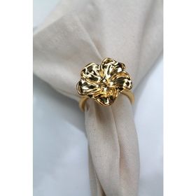 E-Sanat Evi Gold Çiçek Motifli Modern Metal 6 Adet Peçete Halkası