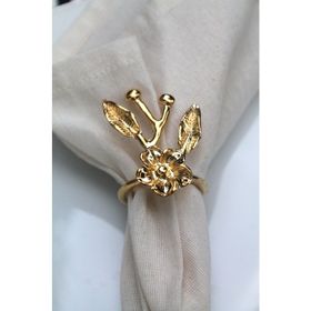 E-Sanat Evi Gold Japon Gülü Modern Metal 6 Adet Peçete Halkası