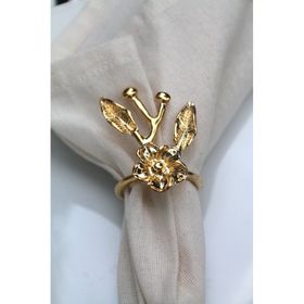 E-Sanat Evi Gold Japon Gülü Modern Metal 6 Adet Peçete Halkası