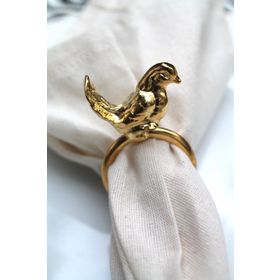 E-Sanat Evi Gold Kuş Figürlü Modern Metal 6 Adet Peçete Halkası