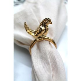 E-Sanat Evi Gold Kuş Figürlü Modern Metal 6 Adet Peçete Halkası