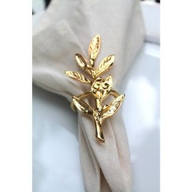 E-Sanat Evi Gold Zeytin Dalı Modern Metal 6 Adet Peçete Halkası