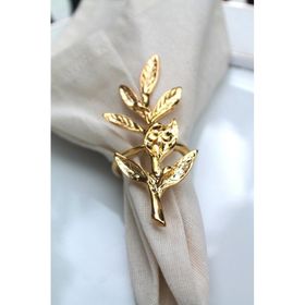 E-Sanat Evi Gold Zeytin Dalı Modern Metal 6 Adet Peçete Halkası