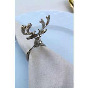 E-Sanat Evi Gümüş Geyikli Metal 6 Adet Peçete Halkası