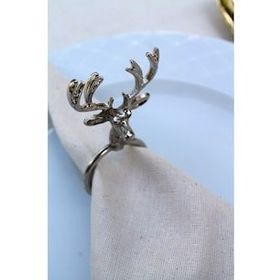 E-Sanat Evi Gümüş Geyikli Metal 6 Adet Peçete Halkası