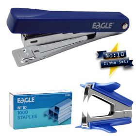 Eagle 1001BDS Mavi 8 Sayfa Kapasiteli No:10 Cep Boy Zımba Makinası