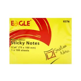 Eagle 657N 75x100 mm Neon Renk 100 Yaprak Sarı Yapışkanlı Not Kağıdı