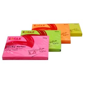 Eagle 657N 75x100 mm Neon Renk Sticky 100 Yaprak 4 Adet Yapışkanlı Not Kağıdı