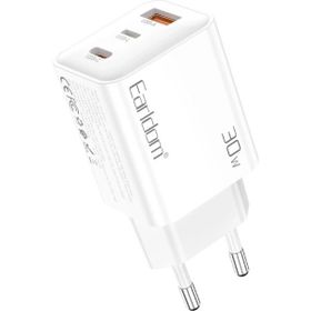 Earldom EU51 Type-C Lightning ve USB Çıkışlı 30W PD Hızlı Şarj Aleti