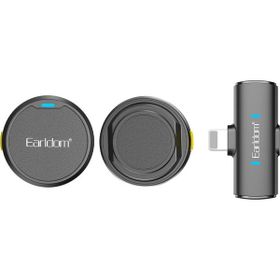 Earldom MC15L Siyah Lightning Uçlu Gürültü Engelleme Özellikli 2 Adet Kablosuz Dijital Yaka Mikrofonu