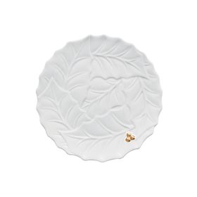 Easy Life Holly & Berries Beyaz 20 cm Porselen Pasta Tabağı