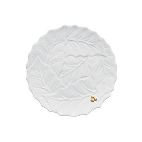 Easy Life Holly & Berries Beyaz 20 cm Porselen Pasta Tabağı