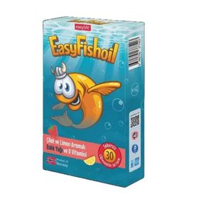 EasyFishoil Çilek ve Limon Aromalı Çiğnenebilir 30 Jel Form Balık Yağı