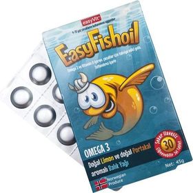 EasyFishoil Omega 3 Limon Portakal Aromalı Çiğnenebilir 30 Jel Form Balık Yağı