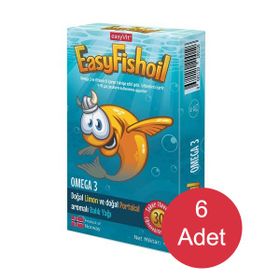 EasyFishoil Omega 3 Limon Portakal Aromalı Çiğnenebilir 6x30 Jel Form Balık Yağı