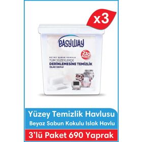 Easyway 230'lu Beyaz Sabun Kokulu Kova Islak Mendil (3 adet)