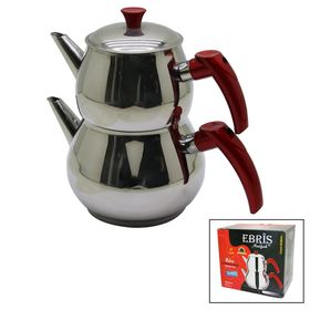 Ebris Mutfak Küre Çelik Büyük Boy 1.2 lt - 2 lt Çaydanlık Seti