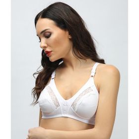 Ebru 1007 Beyaz Ara Dantelli Penye Toparlayıcı Sütyen