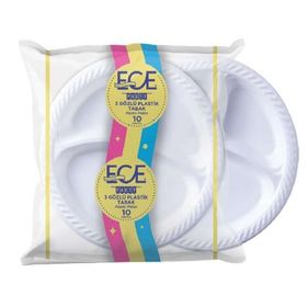 Ece 10'lu 3 Gözlü Plastik Tabak