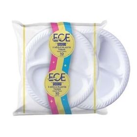 Ece 10'lu 3 Gözlü Plastik Tabak