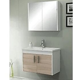 Ece Banyo Gama 80 cm Sonoma Meşe Beyaz Banyo Dolabı Seti