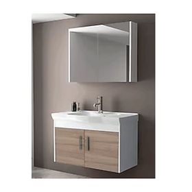 Ece Banyo Gama 80 cm Sonomo Meşe Beyaz Banyo Dolabı